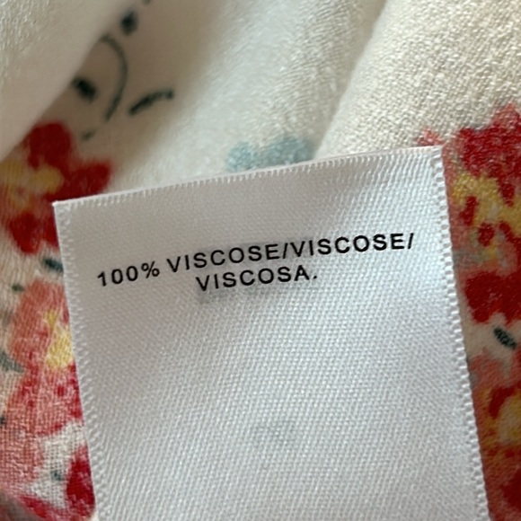 Lucky Brand Floral Print Peasant Blouse, Gathered Sleeves Sz Lg w MEASUREMENTS! - Picture 10 of 13